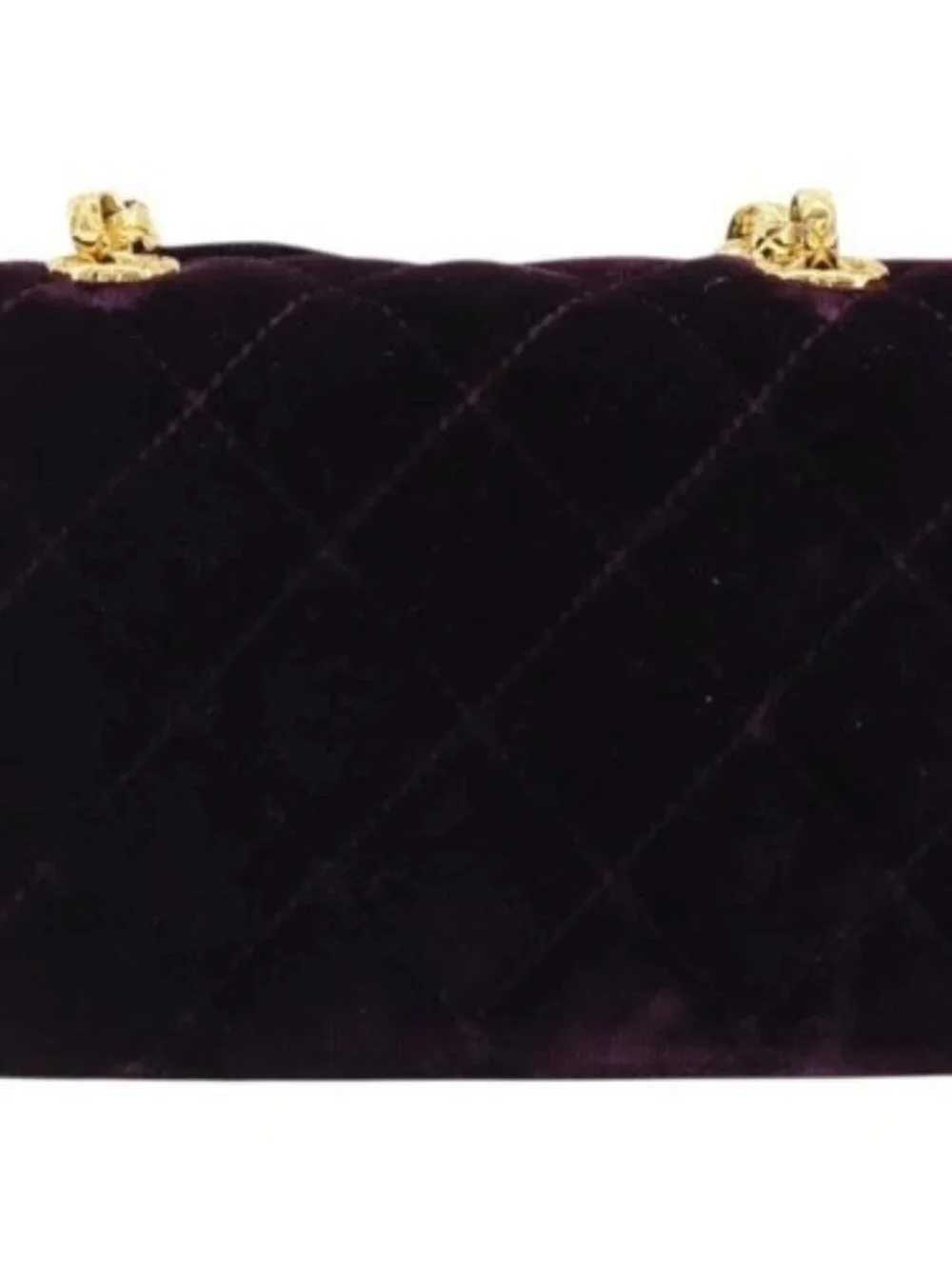 CHANEL Matelasse Chain Camelia Shoulder Bag Velor Purple Gold CC Auth YKZ1012V